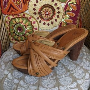 Frye 7.5 Reese Multi Slide Brown Leather Sandal